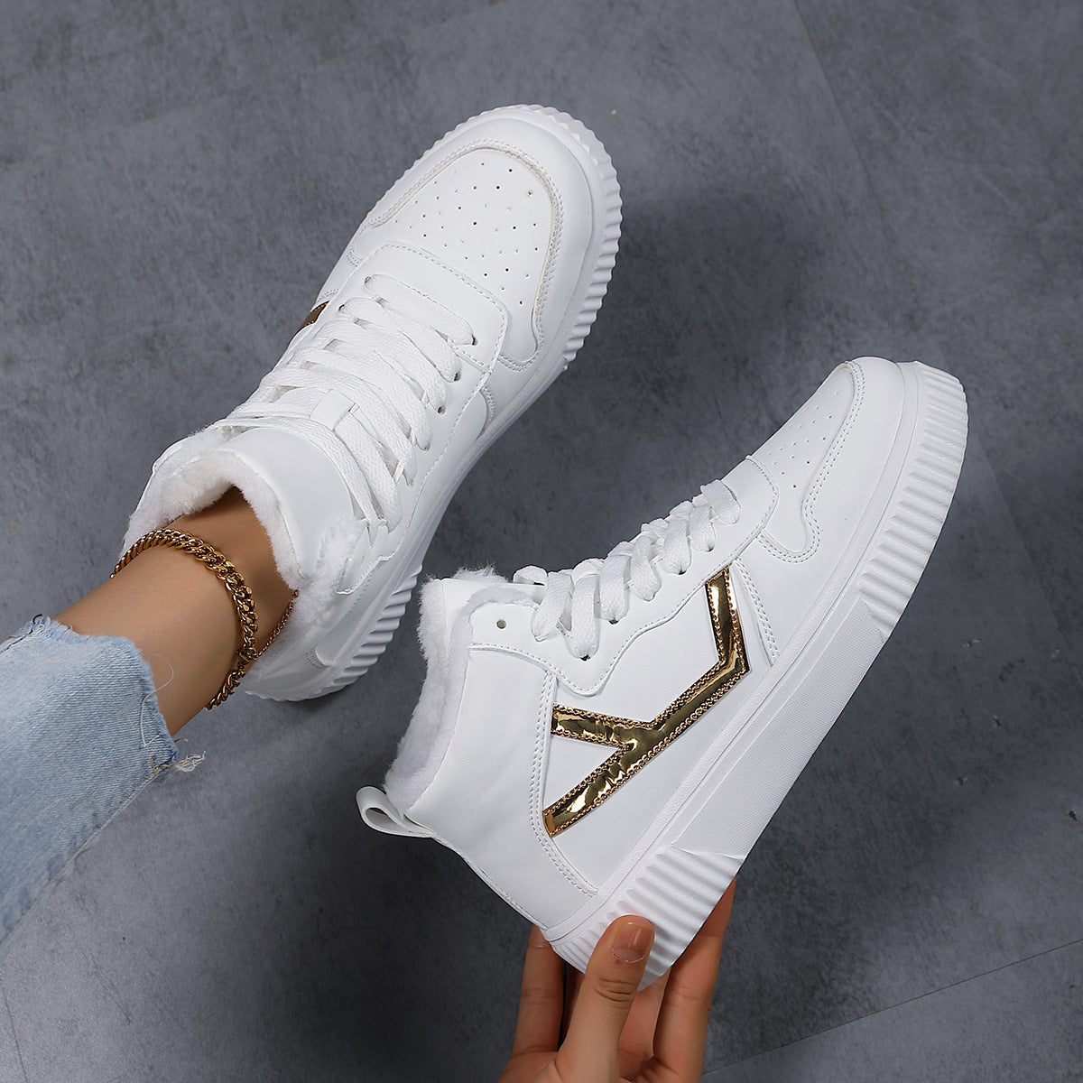 Damen Hohe Sneaker mit warmem Futter und rutschfester Sohle