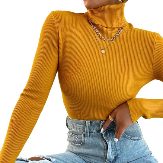 Damen Eleganter Rollkragenpullover mit feiner Rippstruktur R&B