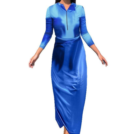 Damen Sportliches Strandkleid mit langen Ärmeln R&B
