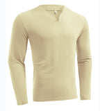 Herren nan Langarmshirt mit V-Ausschnitt Slim Fit Baumwollmix und elastischem Komfortbund R&B
