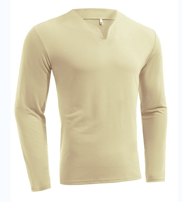 Herren nan Langarmshirt mit V-Ausschnitt Slim Fit Baumwollmix und elastischem Komfortbund R&B