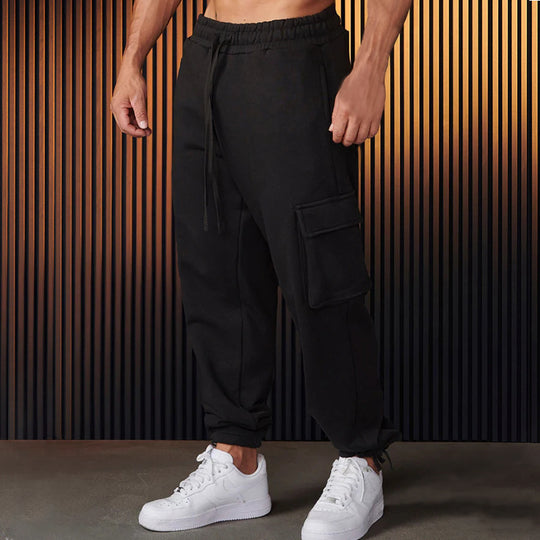Herren entspannte Cargo-Hose mit praktischem Taschen-Design und elastischem Bund R&B
