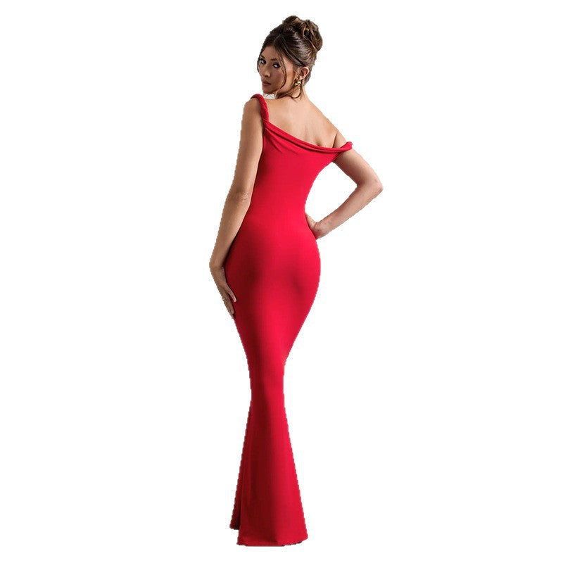 Damen Elegantes Off-Shoulder Maxikleid R&B