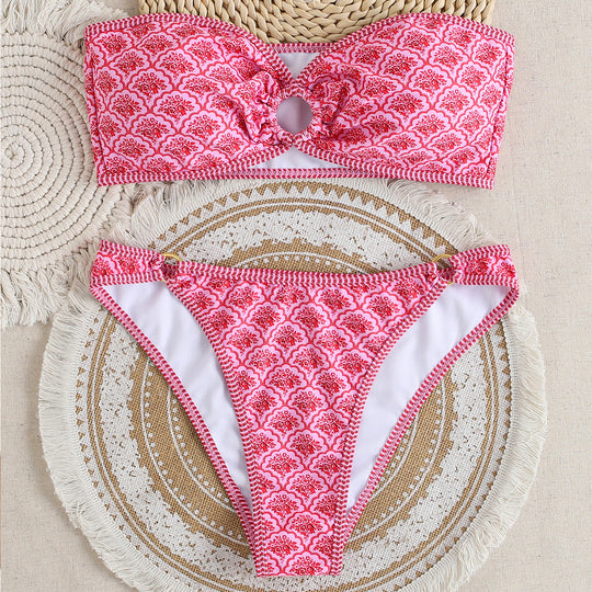 Damen Bandeau Badeanzug Set R&B