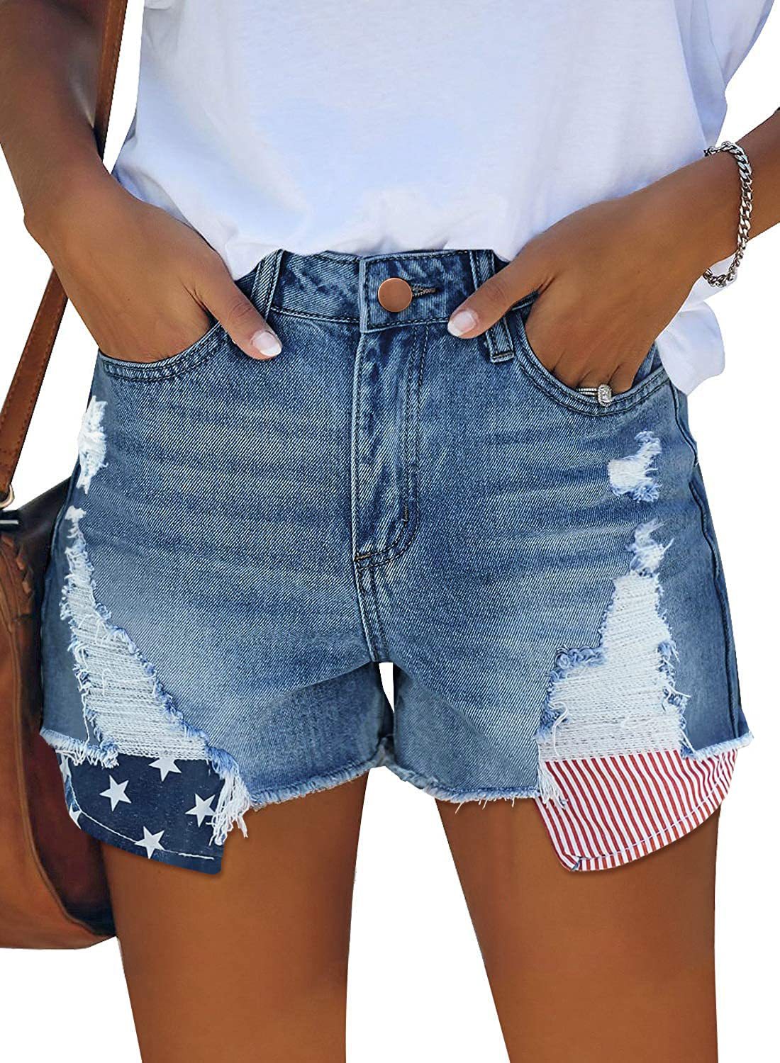 Damen Destroyed Denim Shorts R&B