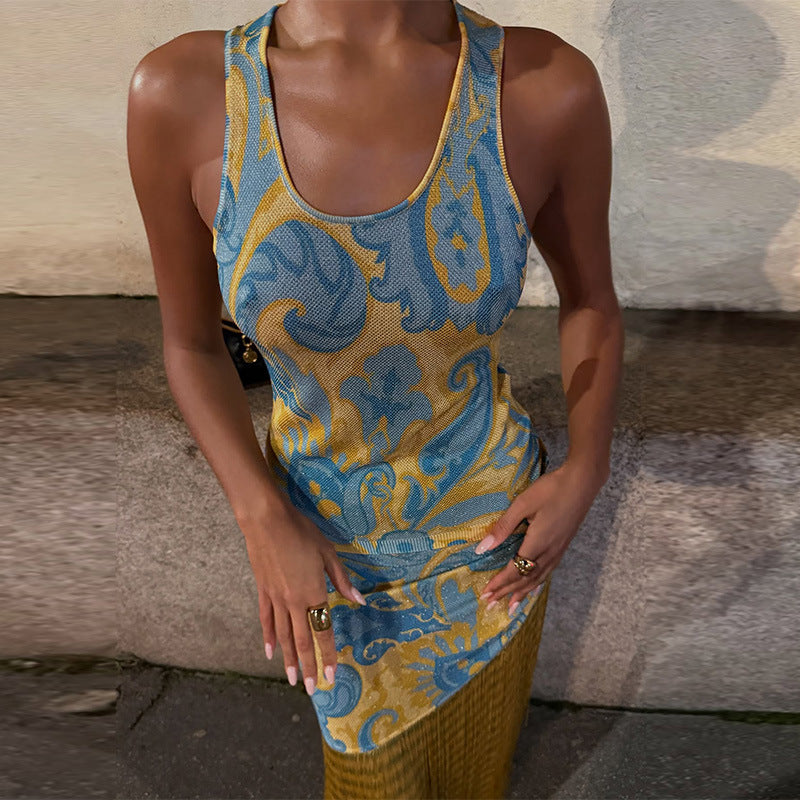 Damen Maxikleid mit Fransen und floralem Design R&B