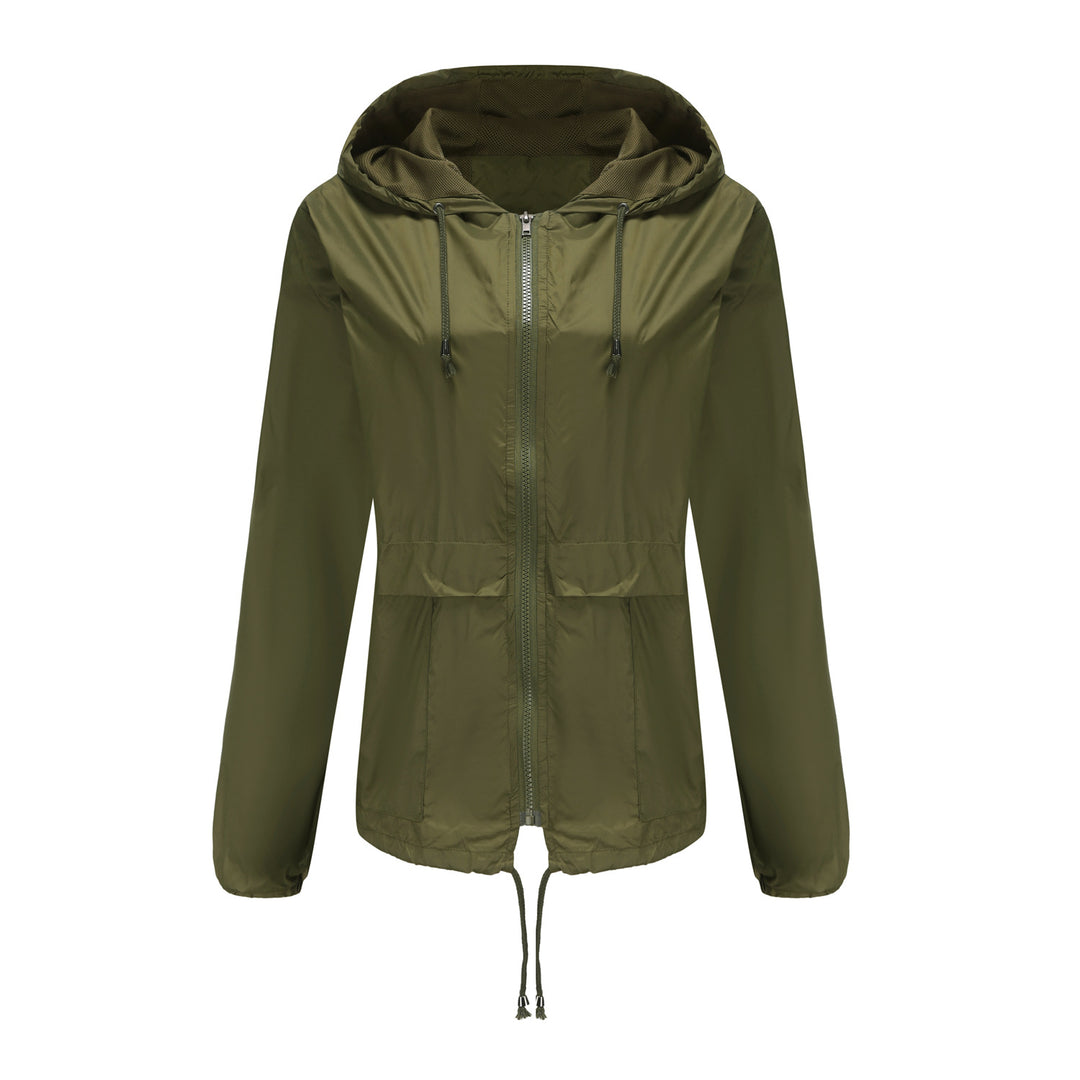 Damen sportliche Windbreaker-Jacke mit verstellbarer Kapuze und elastischen Bündchen R&B