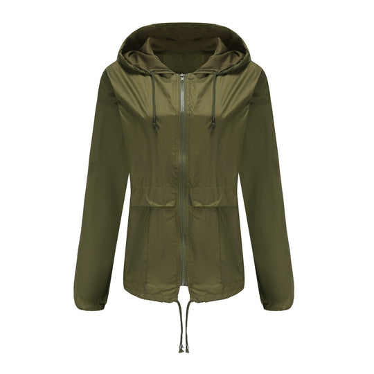 Damen sportliche Windbreaker-Jacke mit verstellbarer Kapuze und elastischen Bündchen R&B
