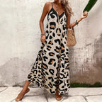 Damen Maxikleid mit Tiermotiv und spaghettiträgern R&B