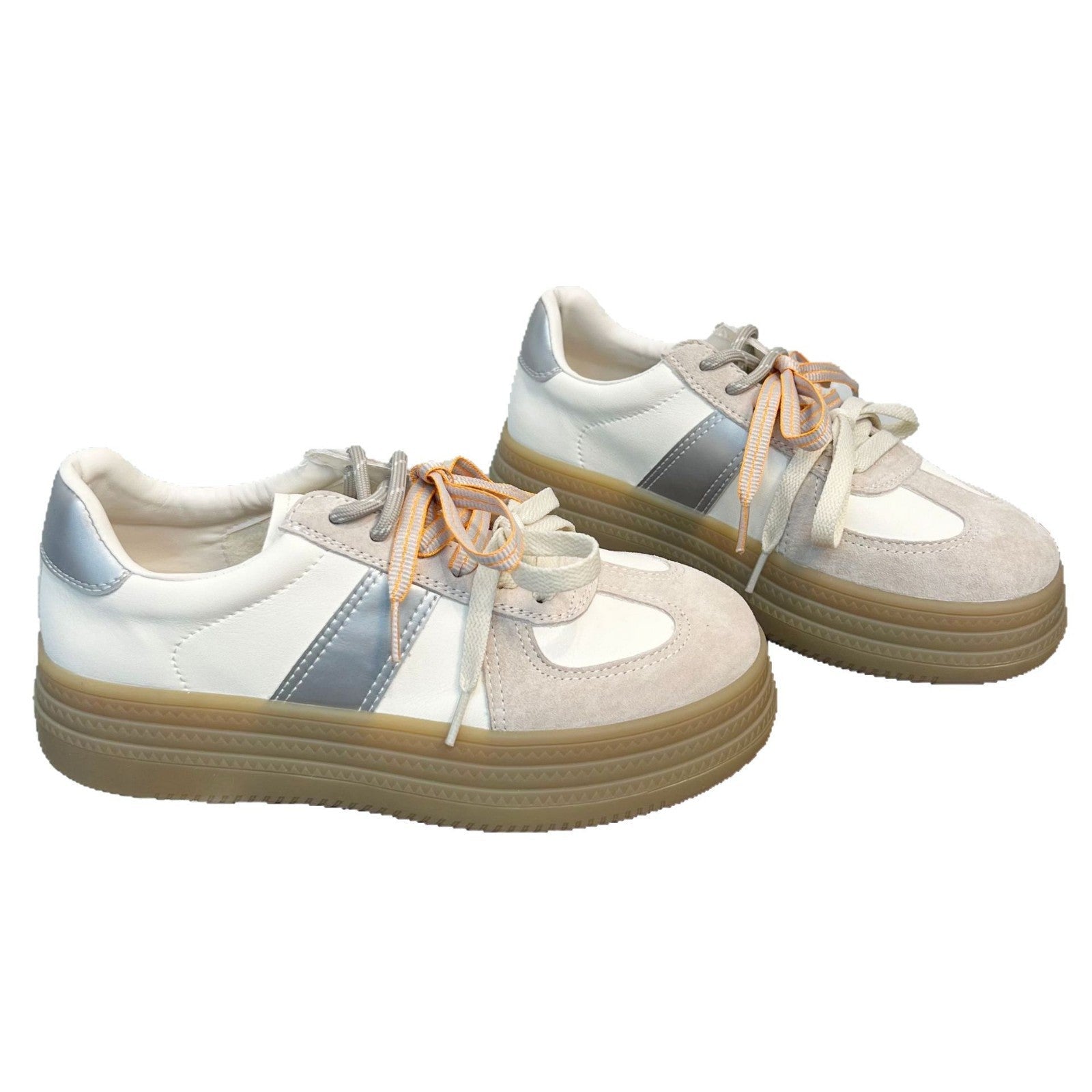 Damen Komfortable Sneaker mit praktischem Plateau und farbigen Schnürsenkeln R&B