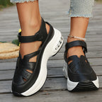 Damen Sportliche Plateau-Sandaletten mit verstellbarem Riemendesign und luftigen Cut-Outs R&B