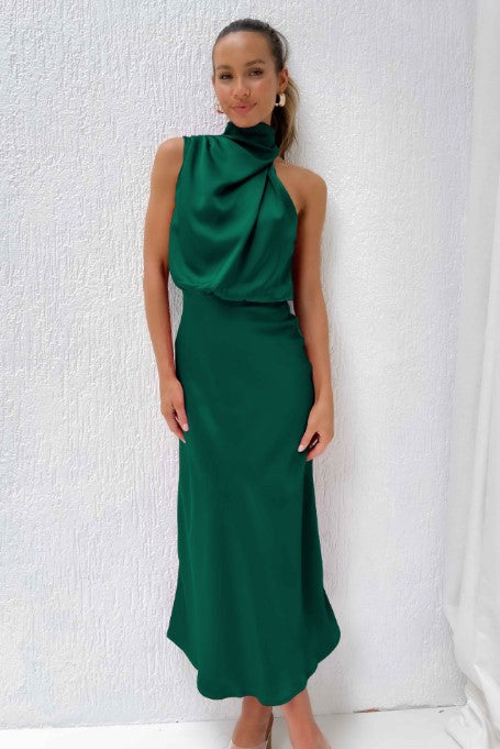 Damen Elegantes Etuikleid mit asymmetrischem Kragen und fließendem Schnitt R&B