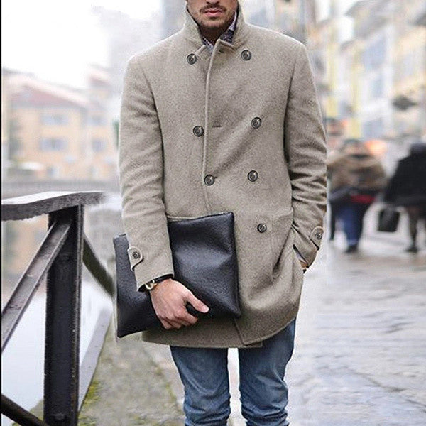 Herren eleganter Woll-Dufflecoat mit doppelter Knopfreihe und praktischen Taschen R&B