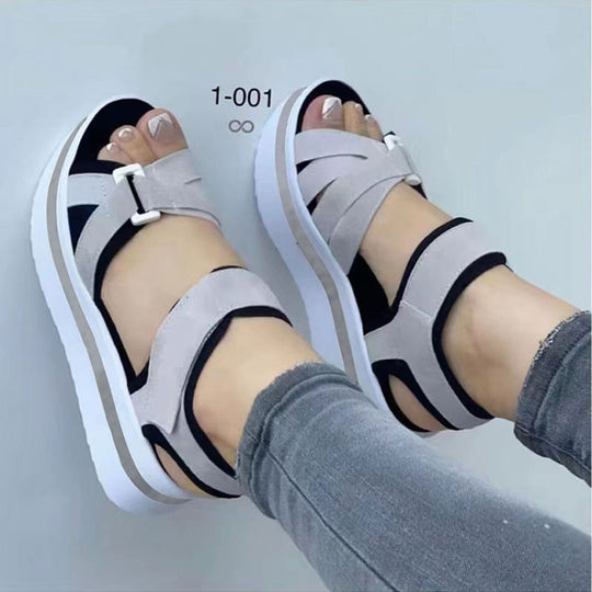 Damen sportliche Wedge-Sandalen mit verstellbarem Riemen R&B