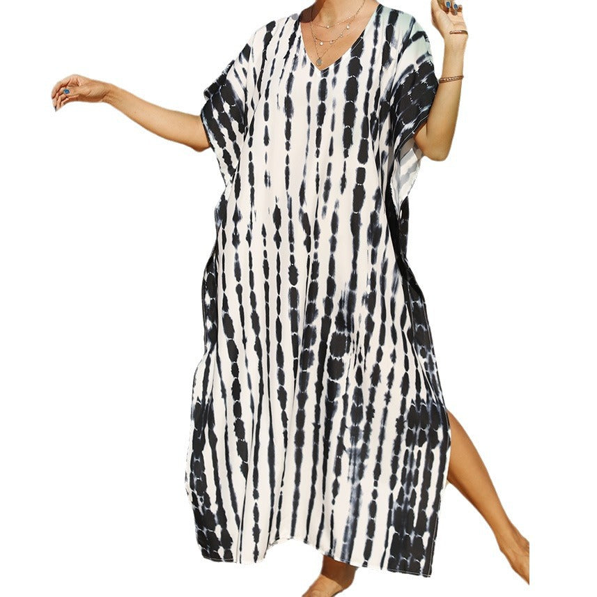 Damen luftiger Strandkaftan mit asymmetrischem Schnitt R&B