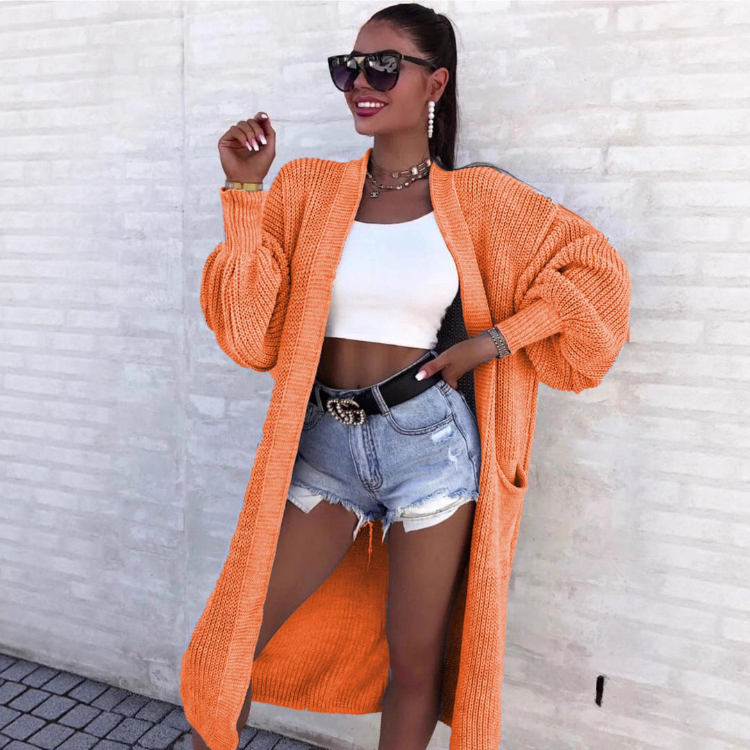Damen lässiger Strickkarte mit tiefem V-Ausschnitt und großzügigen Taschen R&B