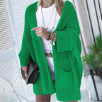 Damen Lässiger Strickcardigan mit praktischen Taschen und voluminösen Ärmeln R&B
