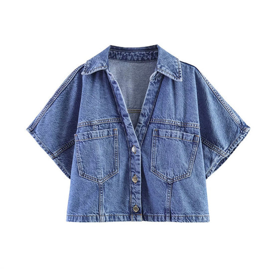 Damen Denim-Minirock im asymmetrischen Schnitt mit dekorativen Knöpfen R&B