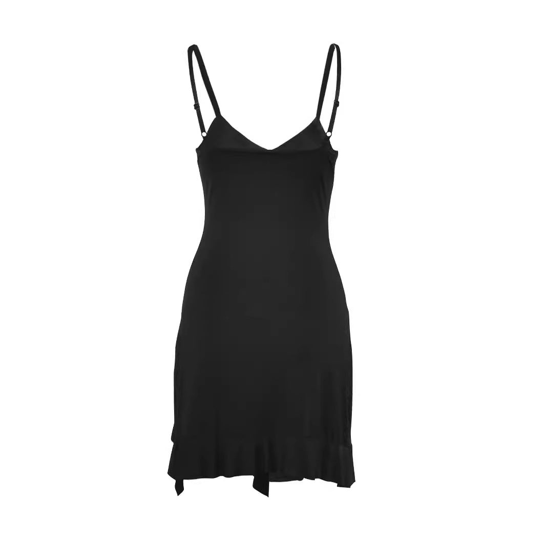 Damen Unterkleid mit verstellbaren Spaghettiträgern und Rüschenabschluss R&B