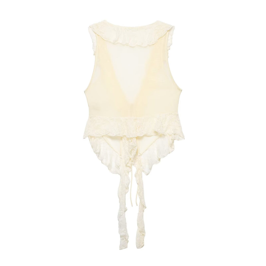 Damen Rüschenbluse mit Spitzenverzierung R&B