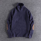 Herren Stehkragenpullover aus hochwertigem Fleece mit kontrastierenden Ellbogenpatches R&B