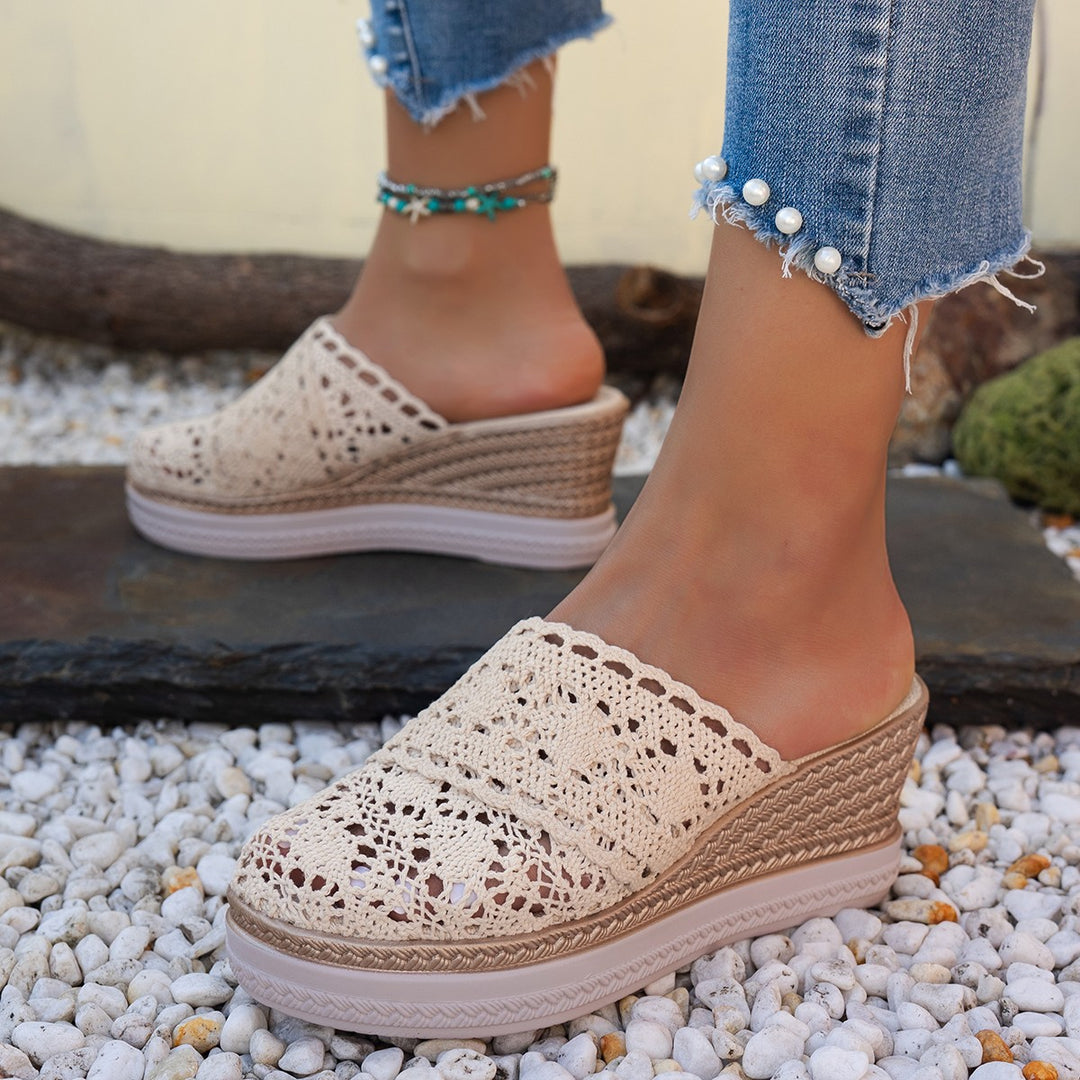 Damen Komfortable und stilvolle Clogs mit Spitzenmuster R&B