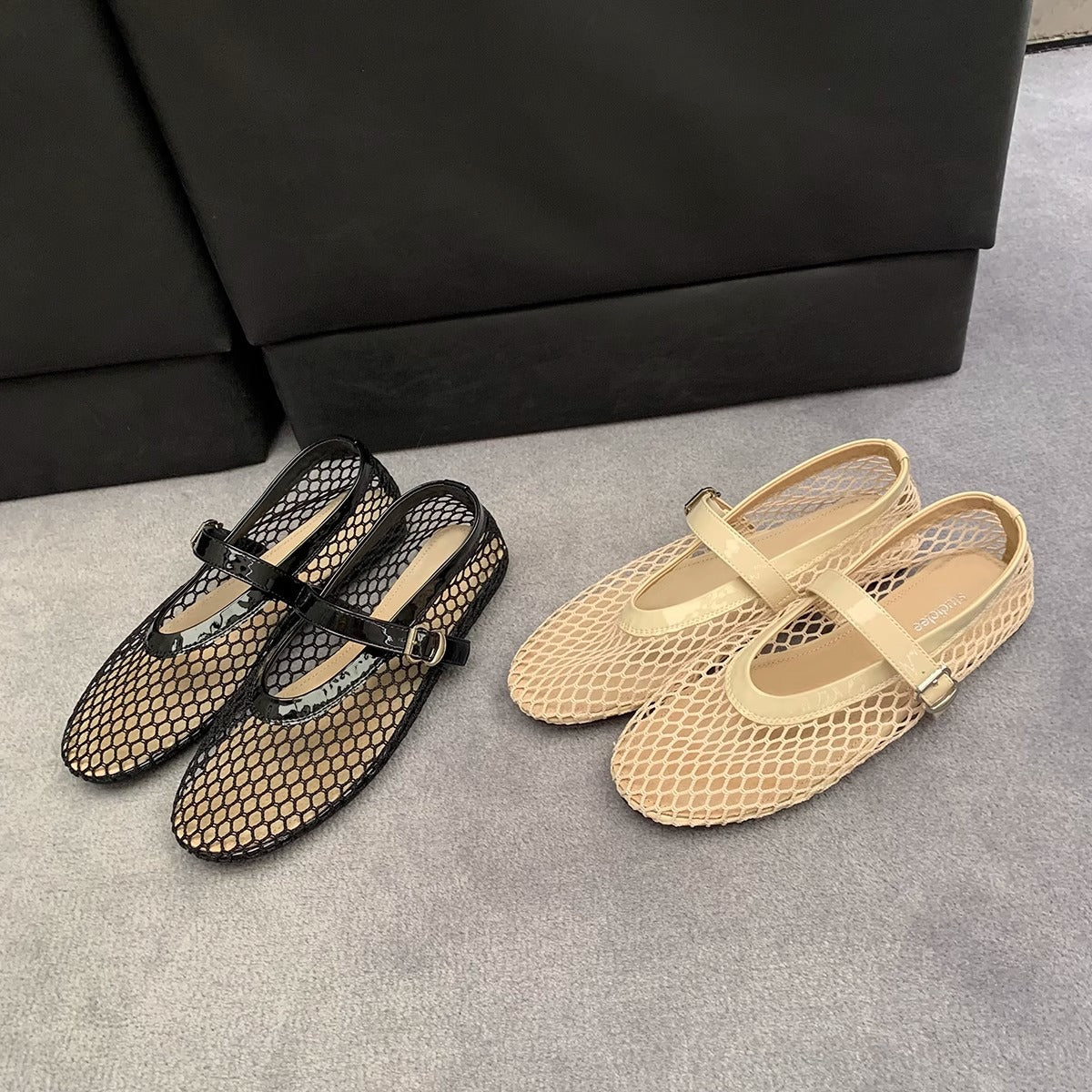 Damen Slingback-Ballerinas aus atmungsaktivem Netzmaterial mit eleganten Riemen