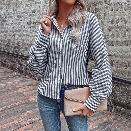 Damen Krawattenhemd mit gestreiftem Design R&B