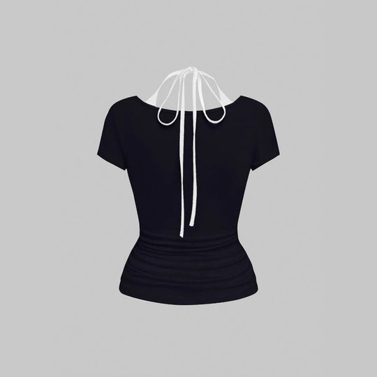 Damen kreatives Grafik-T-Shirt mit verführerischem Rückenausschnitt R&B