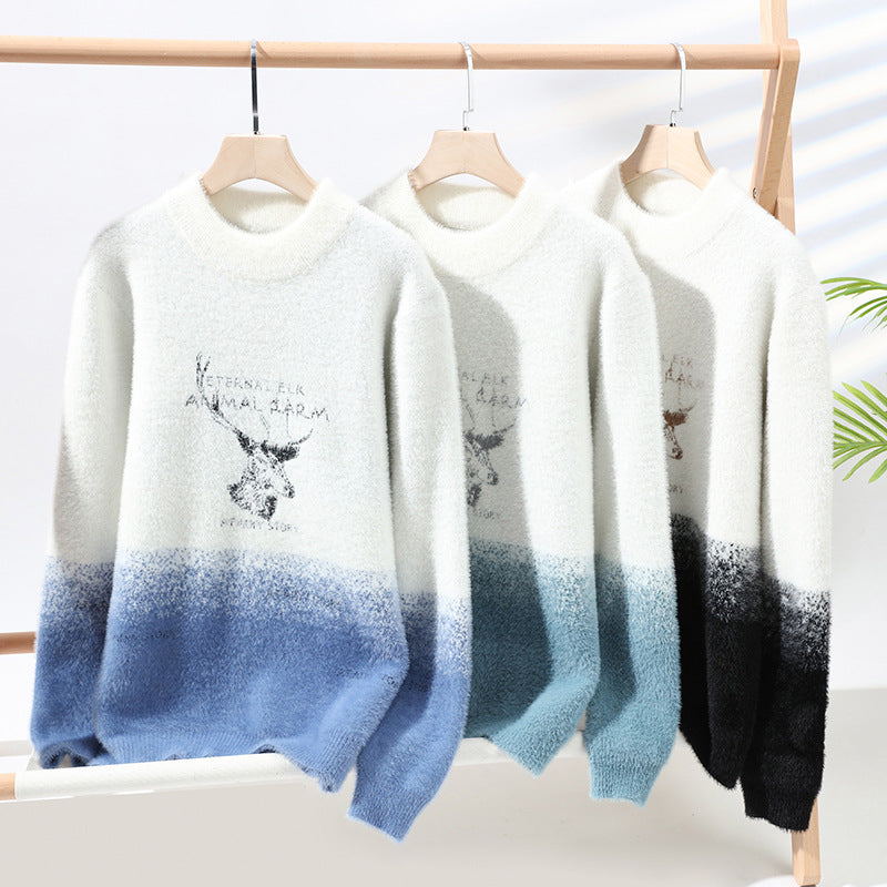 Damen Flauschiger Winterpullover mit kreativem Motiv und hohem Kragen R&B