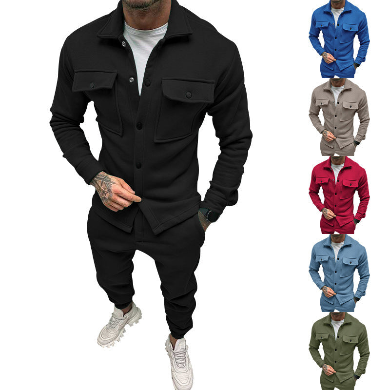 Herren sportliches Freizeit-Set mit modernem Kragen und praktischen Taschen R&B