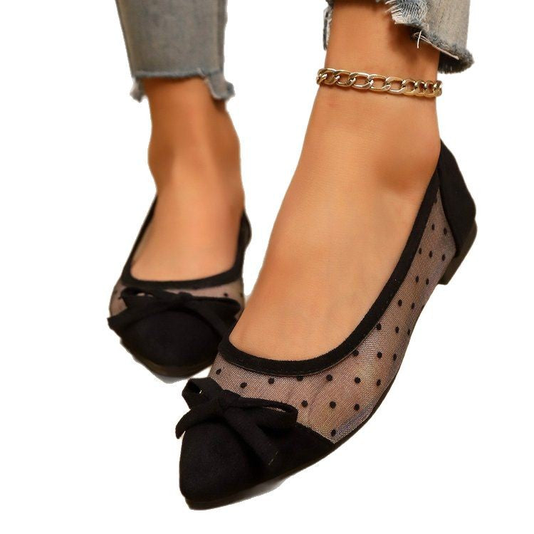 Damen elegante Ballerinas mit transparenten Einsätzen R&B