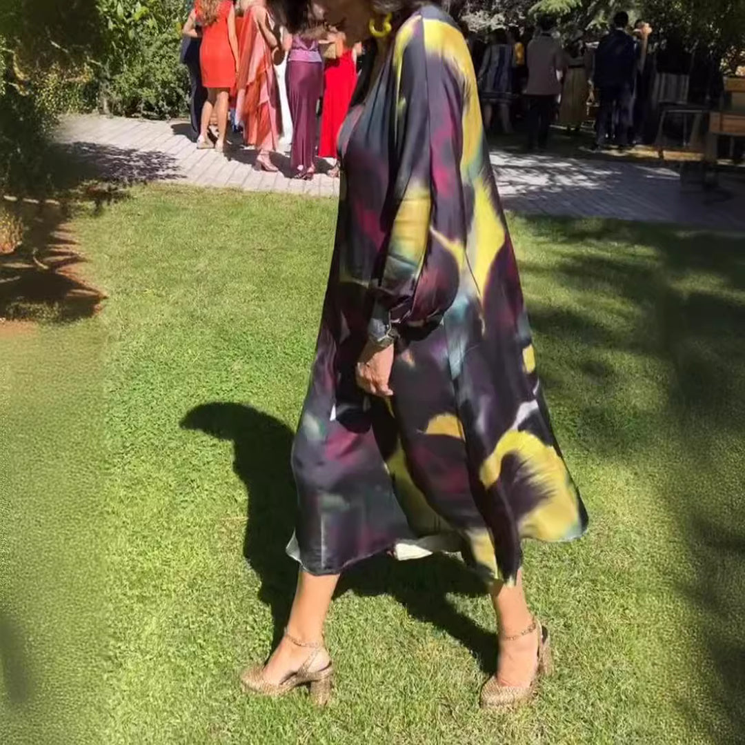 Damen Sommerliches Wickelkleid mit modernem Farbverlauf Heidi-Mode