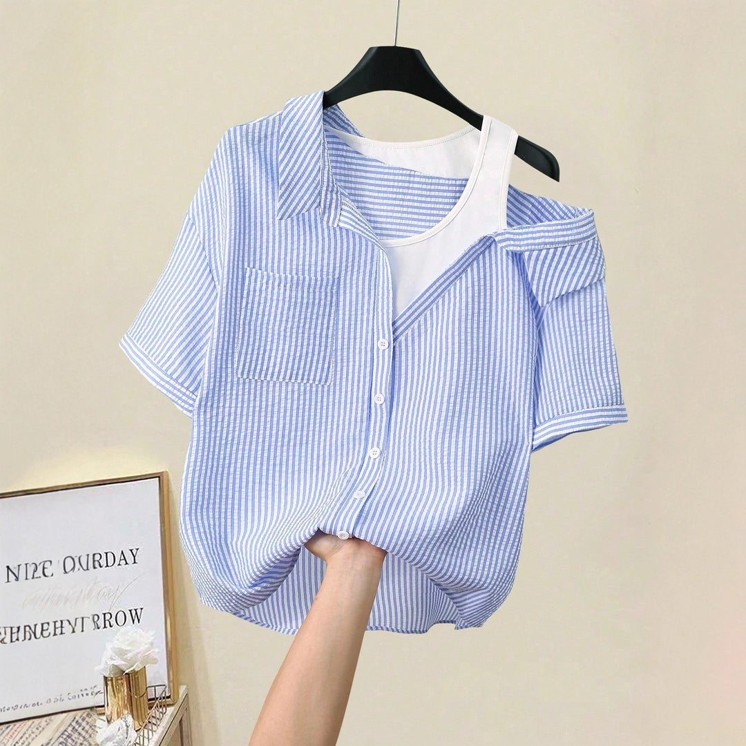 Damen lässige Bluse mit modischem Schnitt und asymmetrischem Design R&B