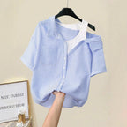 Damen lässige Bluse mit modischem Schnitt und asymmetrischem Design R&B