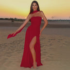 Damen Maxikleid mit raffiniertem Cut-Out-Design und asymmetrischem Saum R&B