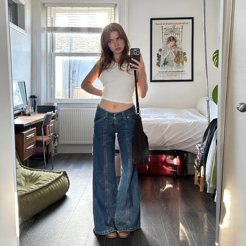 Damen weite Jeans mit hohem Bund und modernem Schnitt R&B