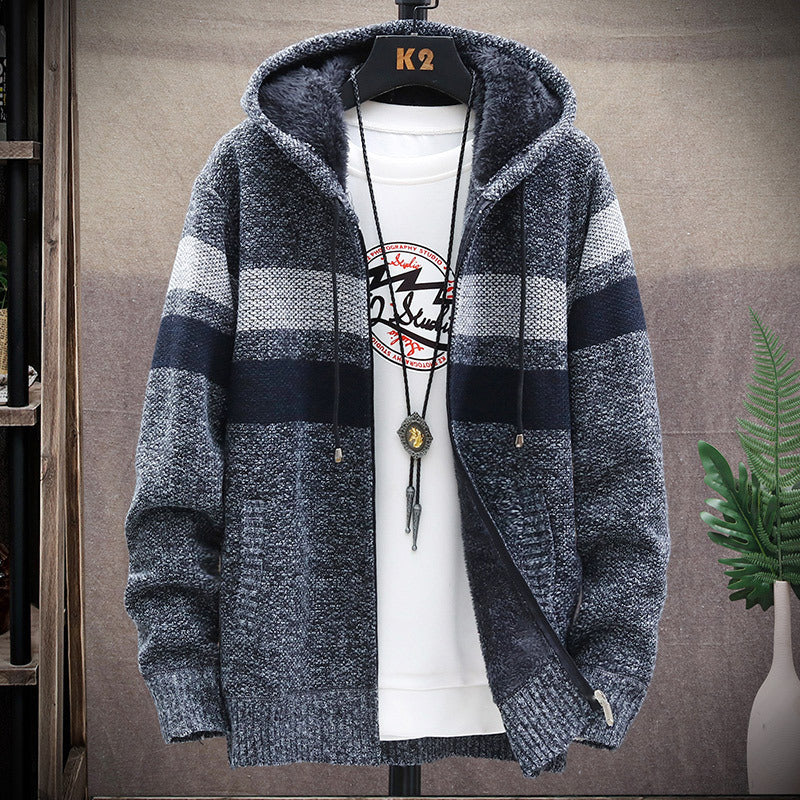 Herren Fleece-Hoodie mit hohem Kragen und Struktur R&B