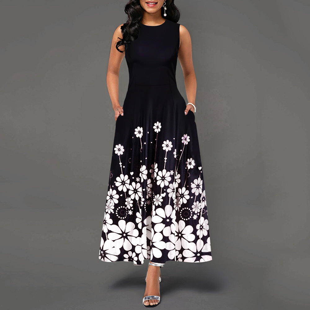Damen Maxikleid mit Floralem Print und Praktischen Taschen R&B