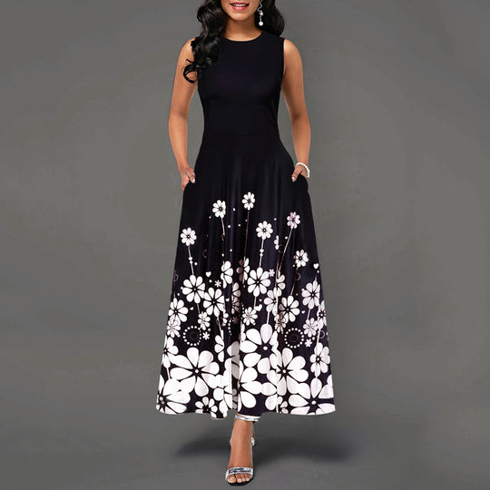 Damen Maxikleid mit Floralem Print und Praktischen Taschen R&B