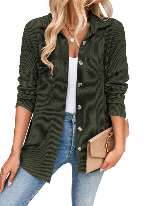 Damen lässige Strickjacke mit Knopfleiste R&B