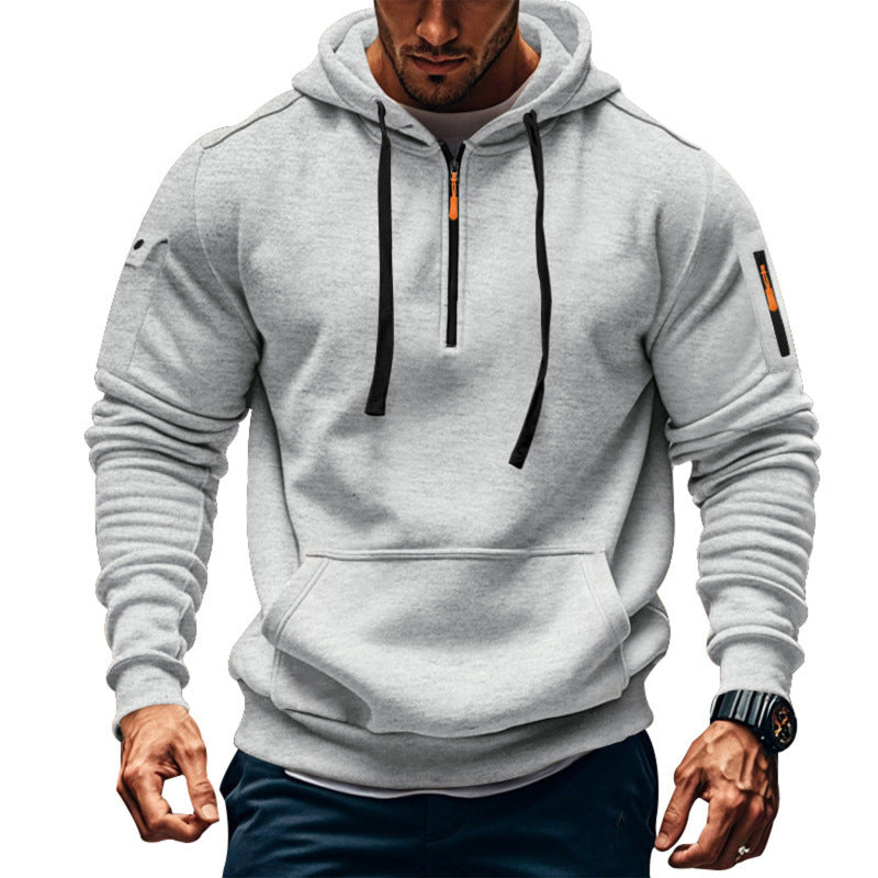 Herren Kapuzenpullover mit modernem Reißverschluss und praktischen Taschen R&B