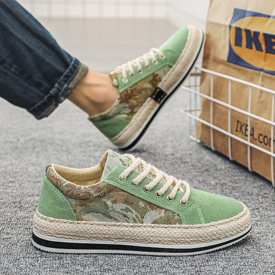 Damen lässige Baumwoll-Sneaker mit Jute-Details R&B