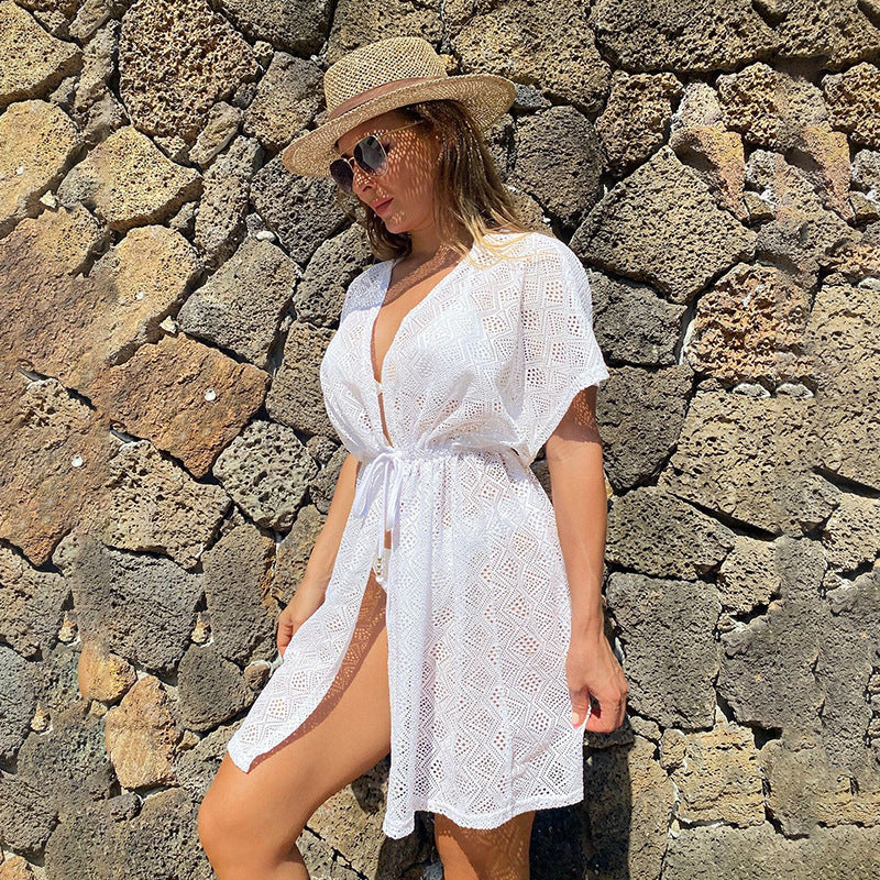 Damen eleganter Häkel-Strandüberwurf R&B