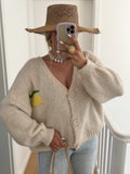 Damen Strickjacke mit fröhlichem Zitronenmotiv und Oversized-Schnitt R&B
