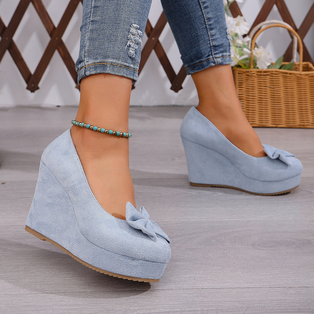 Damen Wedge-Pumps mit dekorativer Schleifen-Applikation und komfortablem Fußbett R&B
