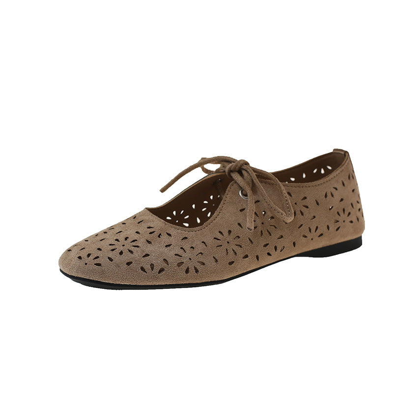 Damen Ballerinas mit luftigem Lochmuster und bequemem Schnürdesign R&B