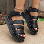 Damen Komfortable Bast-Sandalen mit verstellbarem Riemen und dämpfender Sohle R&B