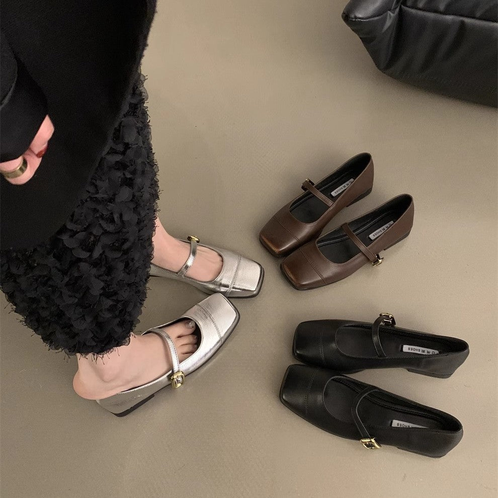Damen elegante Mary Jane Ballerinas mit modischem Metallakzent R&B
