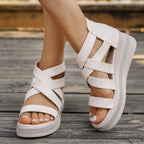 Damen modische Keilsandalen mit atmungsaktivem Riemendesign und komfortablem Fußbett R&B